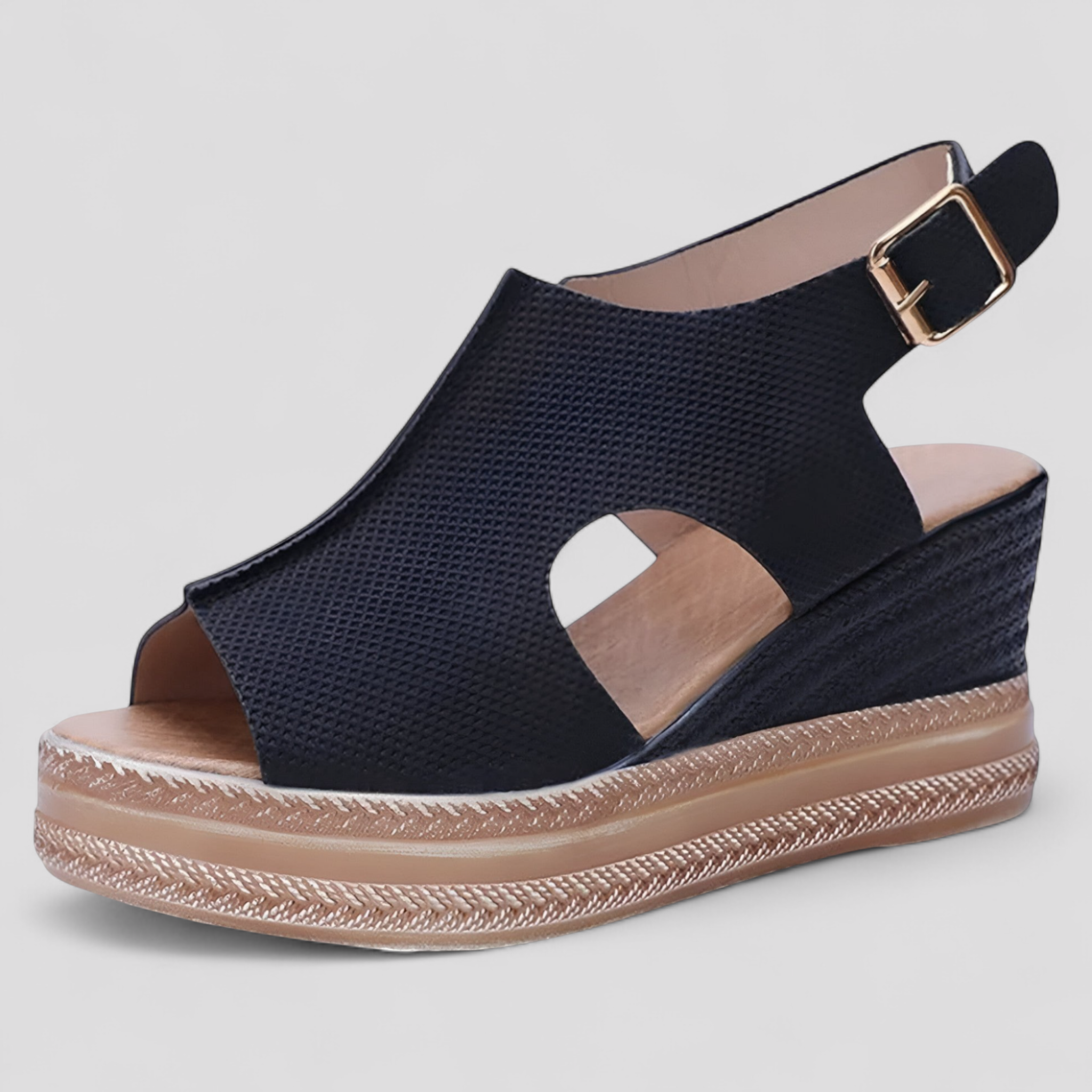 Sandalias con plataforma para mujer negras en ecopiel - cómodas y elegantes con tacón ancho