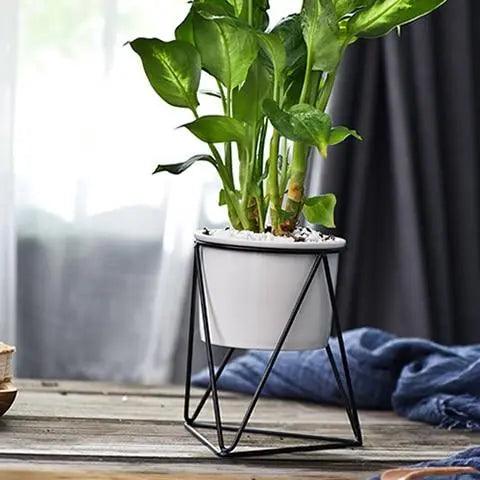 Vaso di fiori in ceramica con supporto in ferro Moderna fioriera per piante d'aria e succulente - - aria ceramica Ceramics Decor ferro fiori fioriera Flowerpots home & garden moderna piante - Concept Palermo