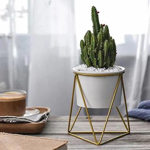 Vaso di fiori in ceramica con supporto in ferro Moderna fioriera per piante d'aria e succulente - - aria ceramica Ceramics Decor ferro fiori fioriera Flowerpots home & garden moderna piante - Concept Palermo
