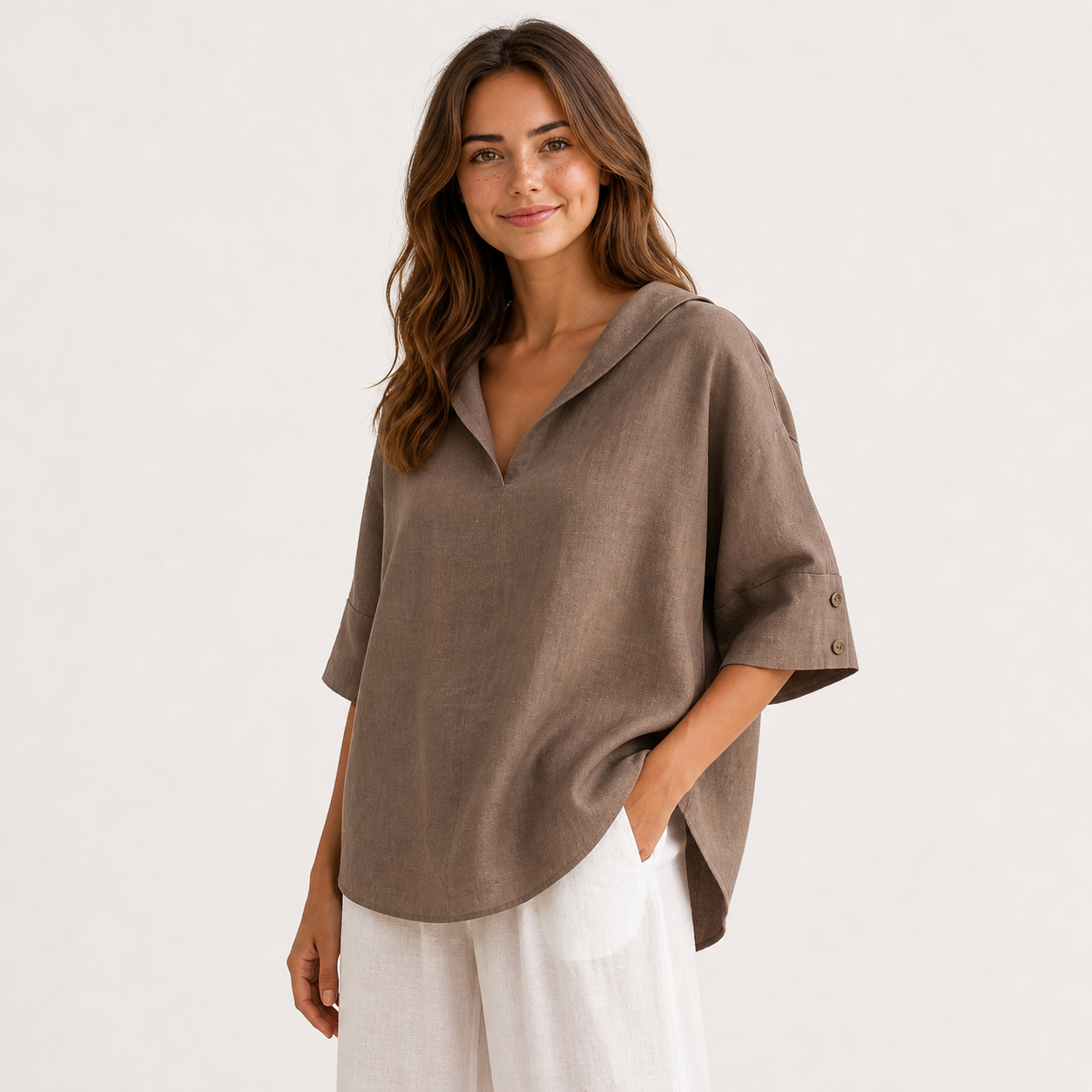 Blusa Donna Elegante in Poliestere con Colletto Classico - Vari Colori e Taglie - - abbigliamento casual blusa blusa ampia blusa donna blusa donna estiva blusa in lino cotone donna leggera lino maglia traspirante moda donna outfit versatile style chic tessuto naturale top leggero women's top clothes - Concept Palermo