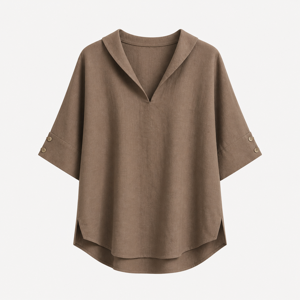 Blusa Donna Elegante in Poliestere con Colletto Classico - Vari Colori e Taglie - Marrone - abbigliamento casual blusa blusa ampia blusa donna blusa donna estiva blusa in lino cotone donna leggera lino maglia traspirante moda donna outfit versatile style chic tessuto naturale top leggero women's top clothes - Concept Palermo