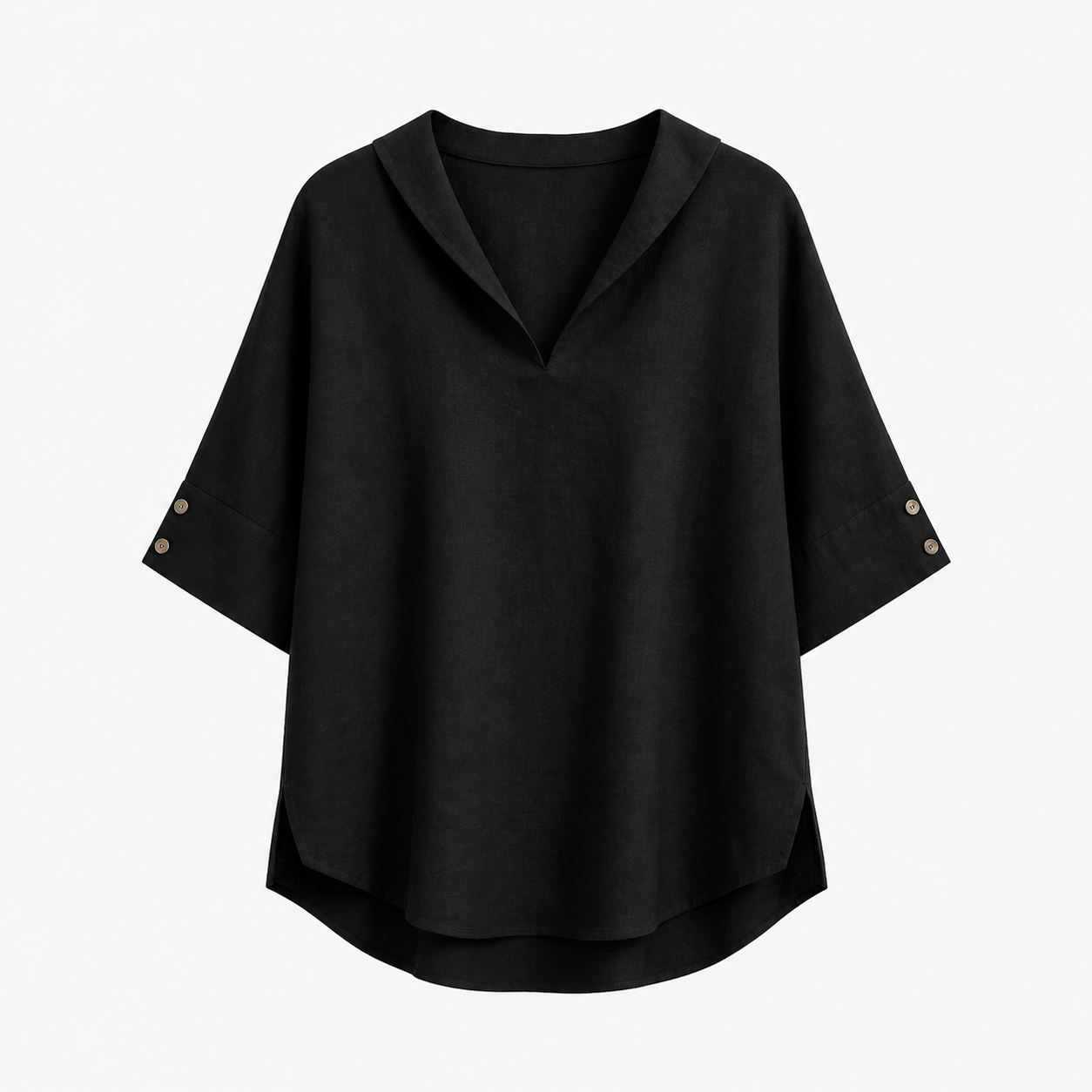 Blusa Donna Elegante in Poliestere con Colletto Classico - Vari Colori e Taglie - Nero - abbigliamento casual blusa blusa ampia blusa donna blusa donna estiva blusa in lino cotone donna leggera lino maglia traspirante moda donna outfit versatile style chic tessuto naturale top leggero women's top clothes - Concept Palermo