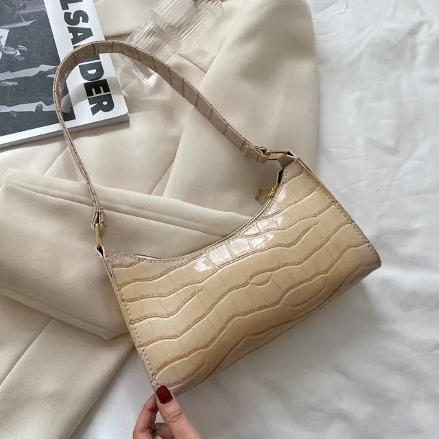 Borsa a Tracolla Donna INGE Nera in Ecopelle, Stile Retrò Elegante con Chiusura Magnetica - Beige - accessori moda borsa borsa a tracolla borsa elegante borsa in pelle borsa retrò borse a mano borse donna donna inge retr shopping bag stile vintage tracolla tracolla pratica - Concept Palermo