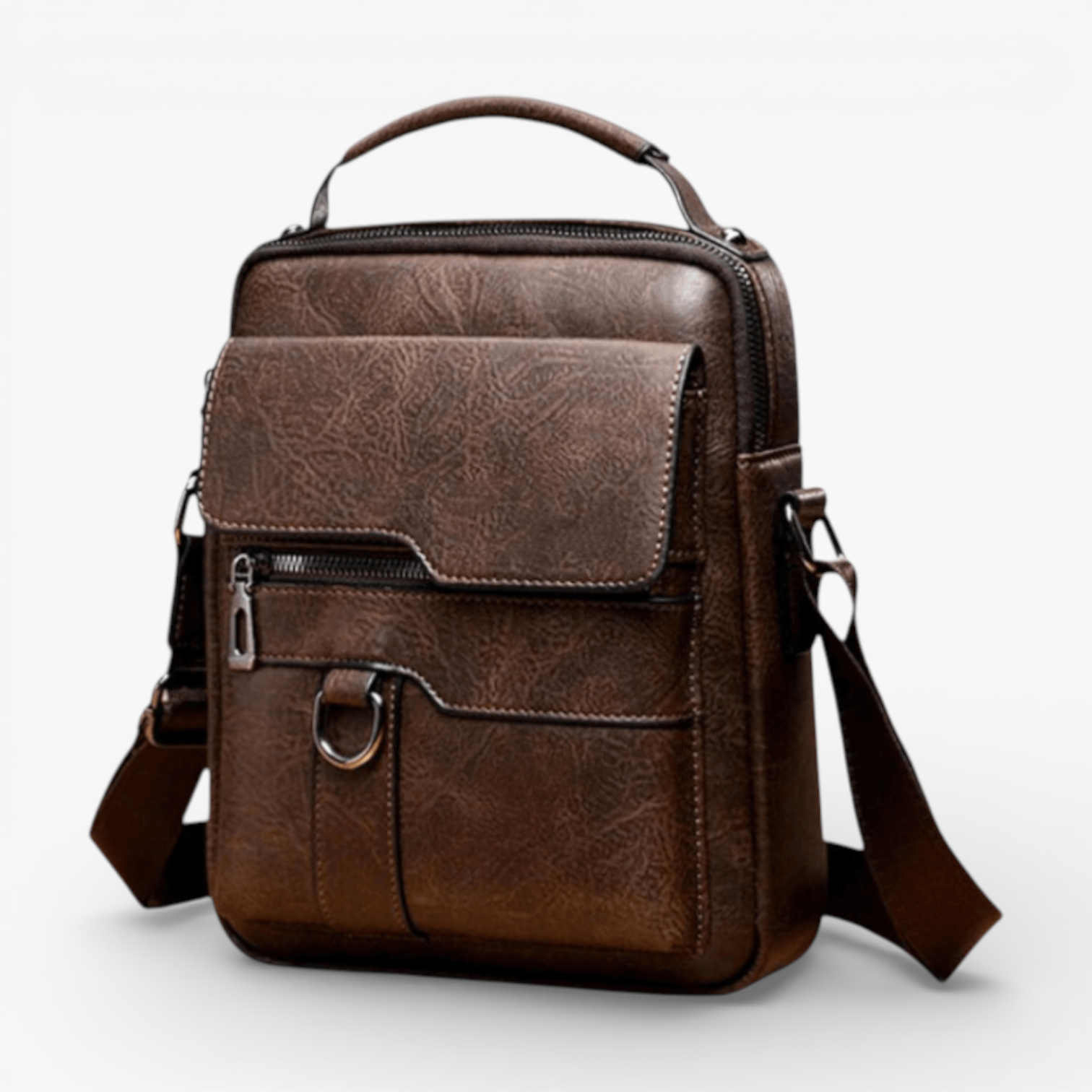 Borsa a Tracolla Uomo Lusso in Vera Pelle Nera - Elegante e Funzionale - Marrone scuro - borsa borsa tracolla borse pelle tracolla uomo - Concept Palermo