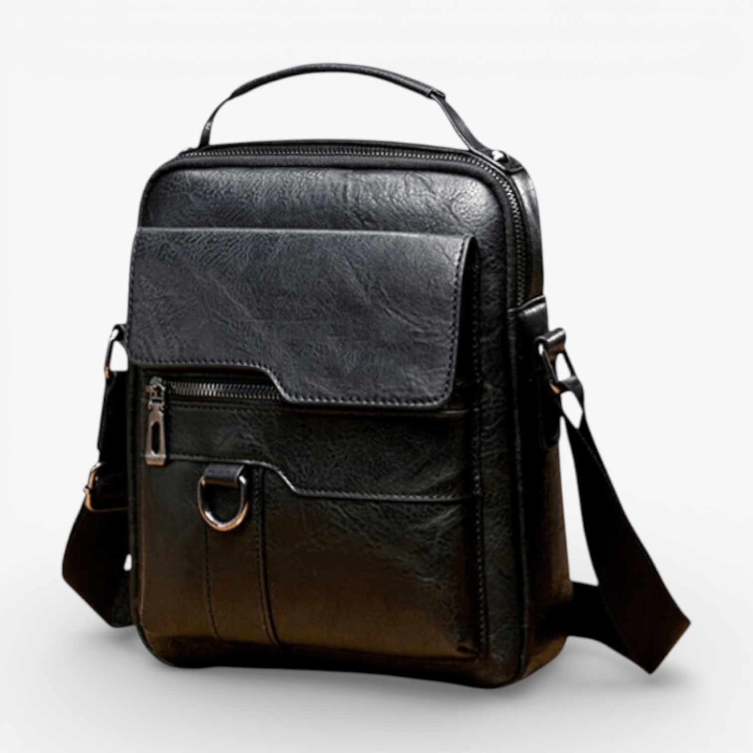 Borsa a Tracolla Uomo Lusso in Vera Pelle Nera - Elegante e Funzionale - Nero - borsa borsa tracolla borse pelle tracolla uomo - Concept Palermo