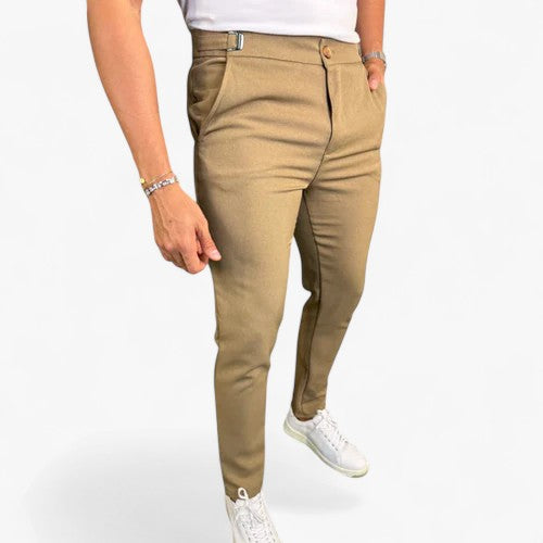 Pantaloni Uomo Slim Fit Eleganti con Vita Elastica, Casual, per Lavoro e Tempo Libero - Marrone - elastica pantaloni pantaloni casual pantaloni comfort pantaloni elastici pantaloni eleganti uomo pantaloni moda uomo pantaloni slim fit pantaloni traspiranti pantaloni uomo pantaloni versatili pants slim uomo vita - Concept Palermo