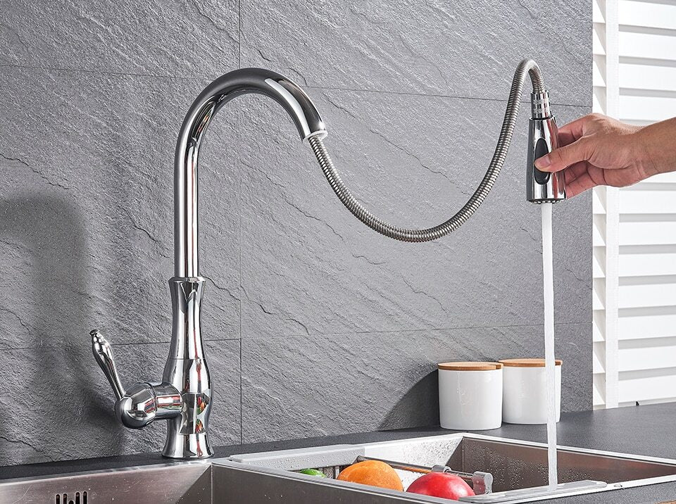 Rubinetto da Cucina a Scomparsa in Acciaio Inox Cromato con Doccetta Estraibile - - cucina elegant faucets Faucets home & garden Kitchen Kitchen Faucets kitchen tap Retractable faucet rubinetto rubinetto cucina scomparsa - Concept Palermo