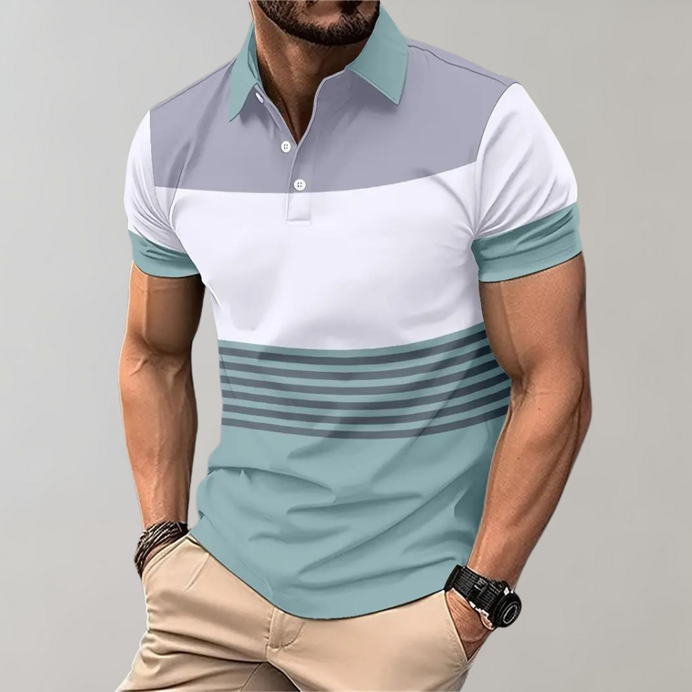 Polo a blocchi di colore - Stile moderno e comfort Cotone Uomo - Azzurro chiaro - blocchi clothing colore comfort cotone men men's top clothes mens clothing polo polo blocchi Shirts heren Shirts men stile - Concept Palermo