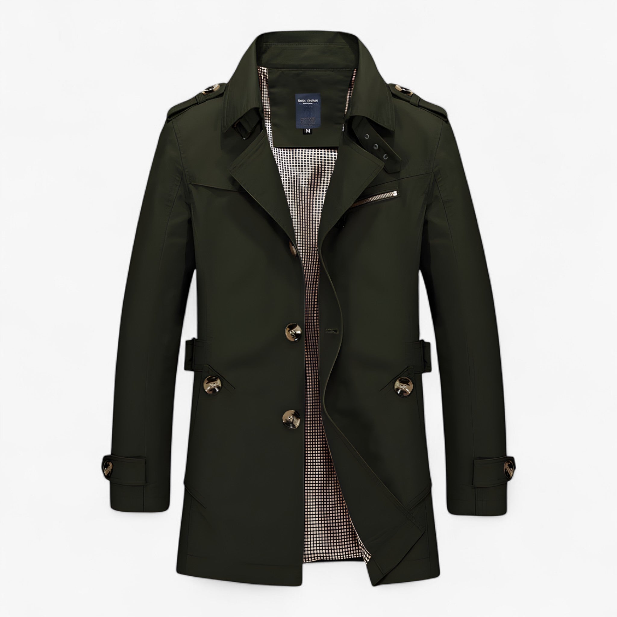 Cappotto Uomo Elegante in Cotone e Pelle, Caldo, Vari Colori e Taglie - Verde militare - cappotto cappotto cotone coats cotone jacket for men Jackets & Coats men's coats & jackets pelle uomo - Concept Palermo