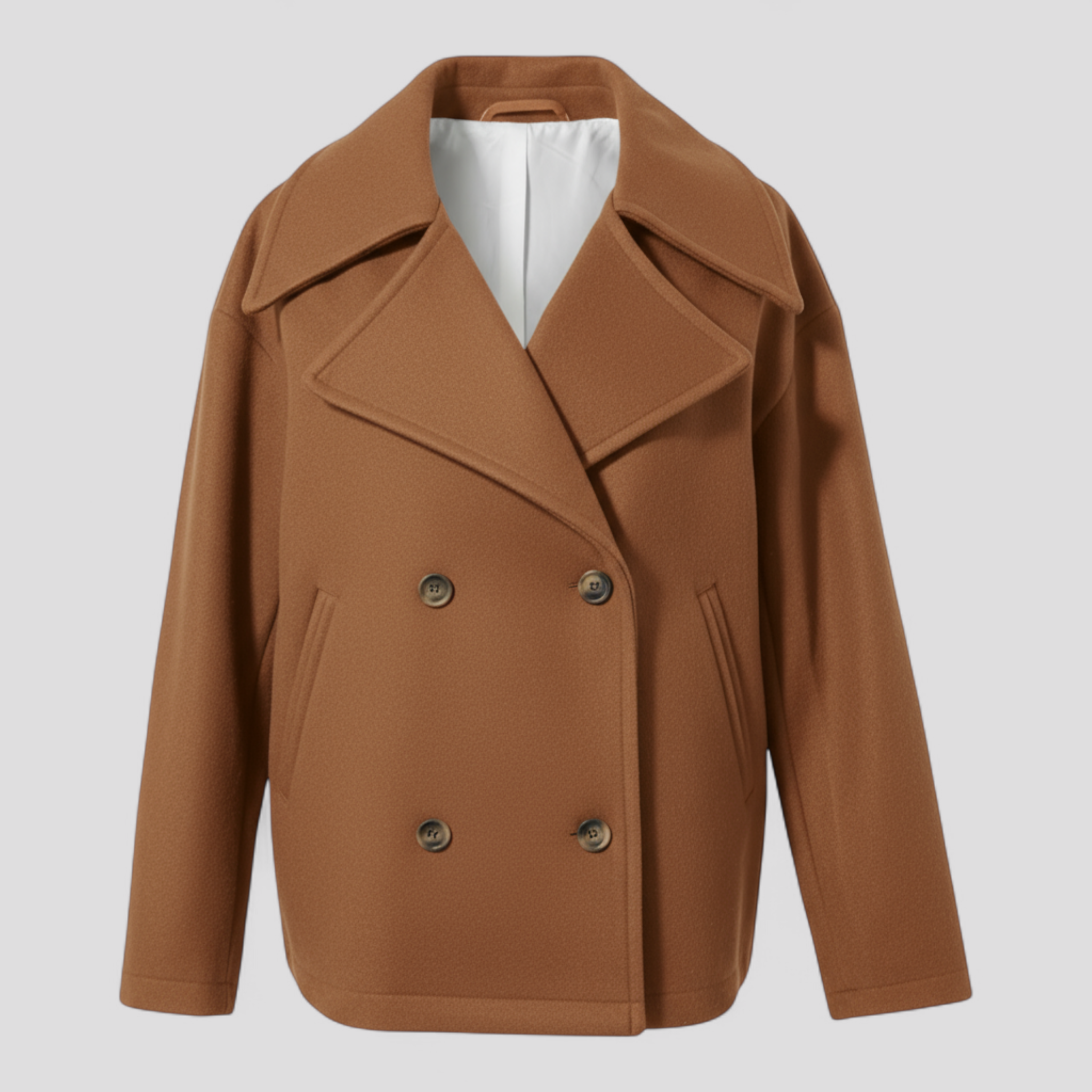 Giacca Corta di Lana Donna Elegante Calda Invernale - Vari Colori e Taglie - Marrone - calore corta donna giacca giacca lana lana shop now trendy fashion women's coats & jackets - Concept Palermo