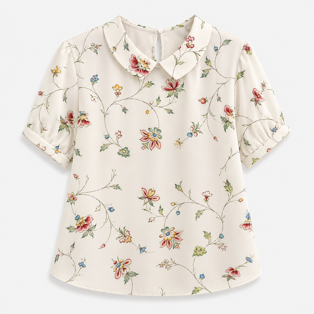 Camicia Floreale Elegante da Donna in Poliestere – Motivo Stampato - Stampa floreale bianca - camicia camicia stampata stampata women's top clothes - Concept Palermo