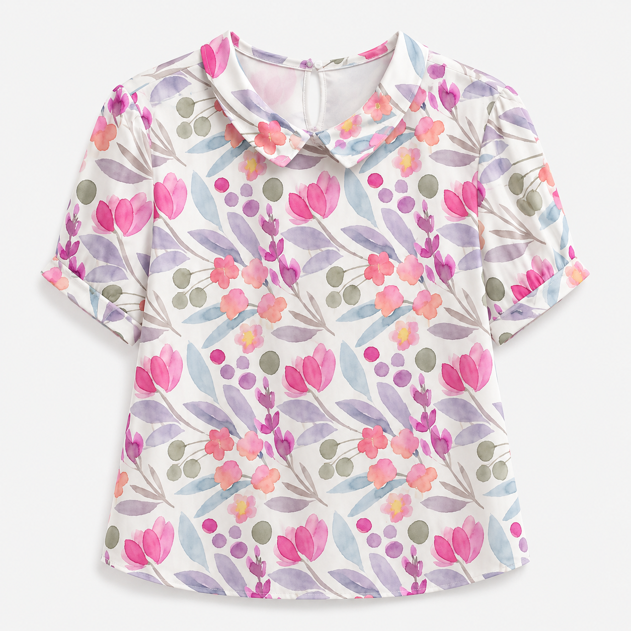 Camicia Floreale Elegante da Donna in Poliestere – Motivo Stampato - Rosa scuro - camicia camicia stampata stampata women's top clothes - Concept Palermo
