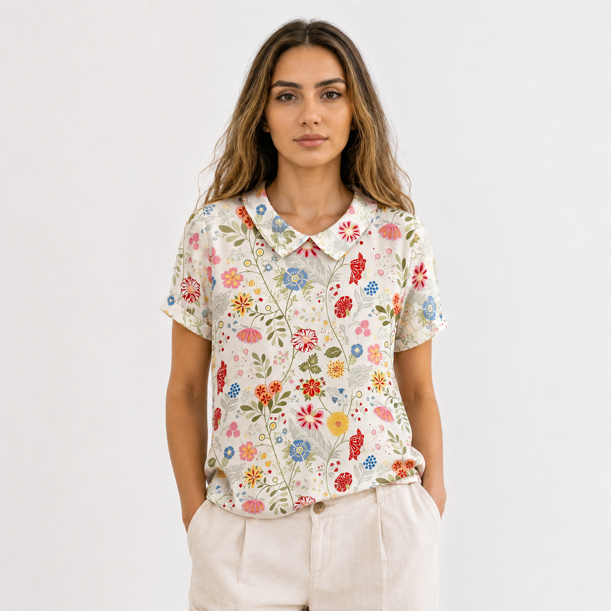 Camicia Floreale Elegante da Donna in Poliestere – Motivo Stampato - - camicia camicia stampata stampata women's top clothes - Concept Palermo