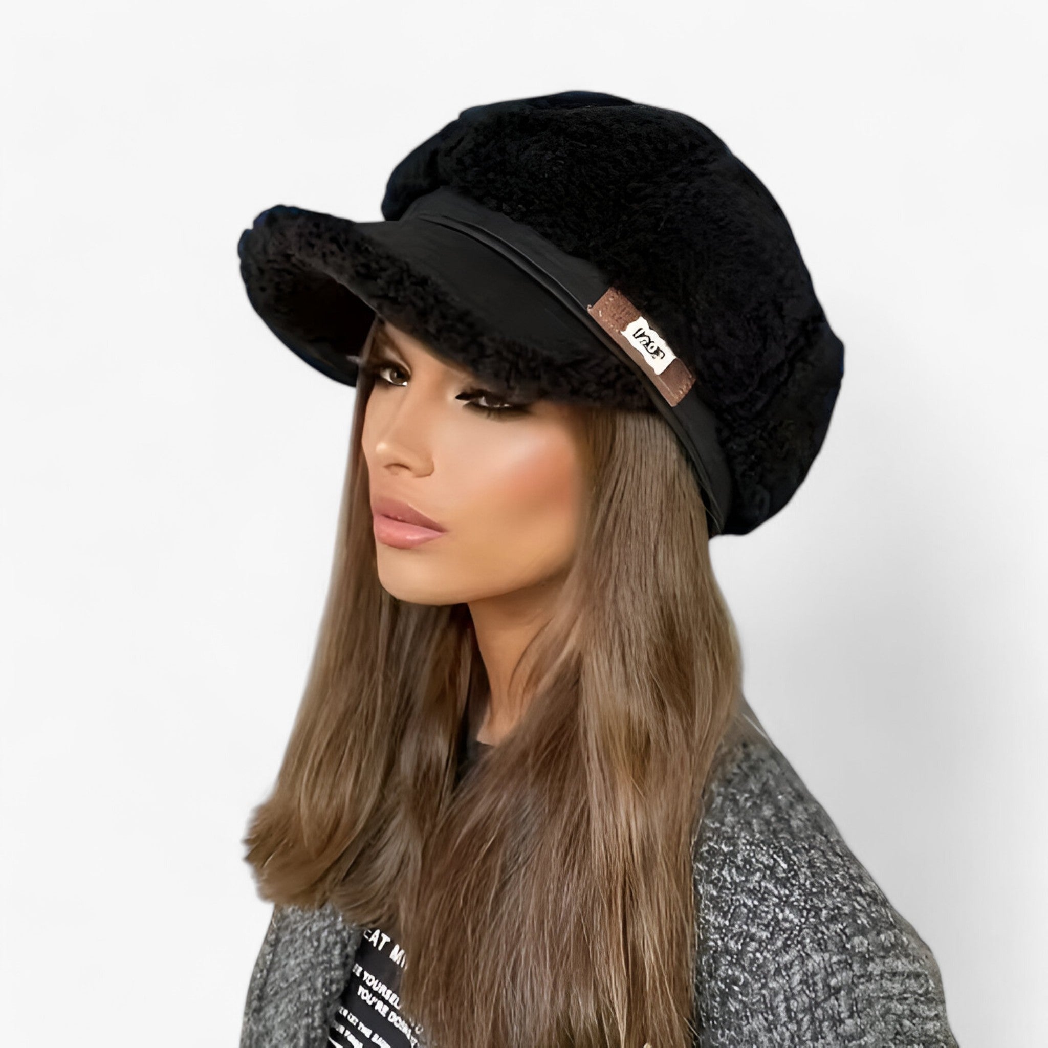 Cappello Donna Ottagonale in Pelle - Nero - accessorio moda cappelli e berretti cappello cappello caldo cappello donna cappello elegante cappello in pelle cappello invernale cappello moderno cappello ottagonale cappello sofisticato cappello unisex donna ottagonale pelle stile retrò - Concept Palermo