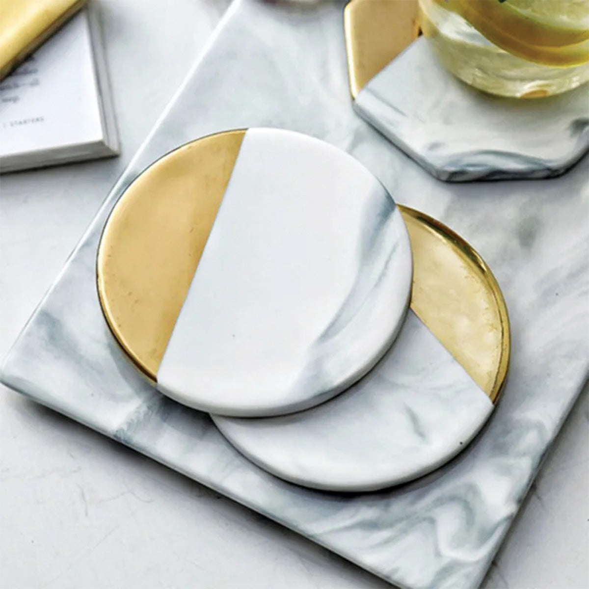 Set di Sottobicchieri in Marmo Avorio Protezione e Durevole per le Tue Superfici - - avorio Ceramics home & garden Kitchen marmo protezione sottobicchieri sottobicchieri marmo superfici Tableware - Concept Palermo