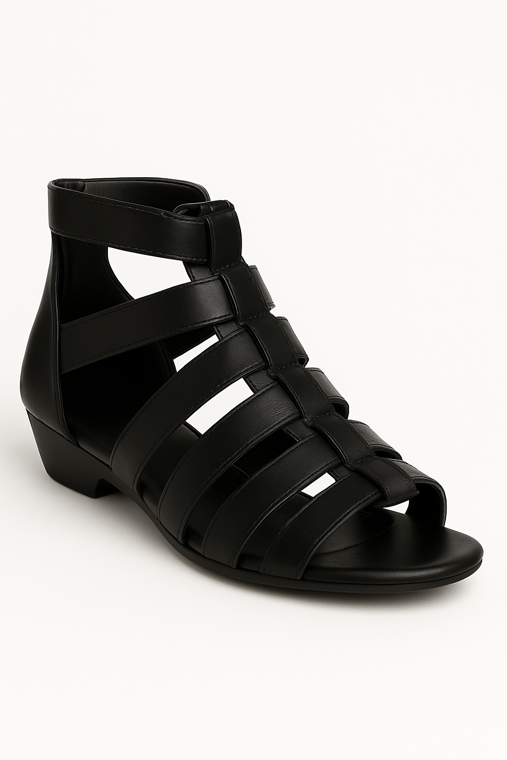 Sandali gladiatore in ecopelle con zip posteriore Pelle Uomo - Nera - breathable sandals casual sandals comfy sandals easy wear sandals ecopelle elegant sandals fashion sandals gladiatore mira | sandali gladiatore in ecopelle con zip posteriore - €25 pelle posteriore sandali sandali gladiatore uomo - Concept Palermo