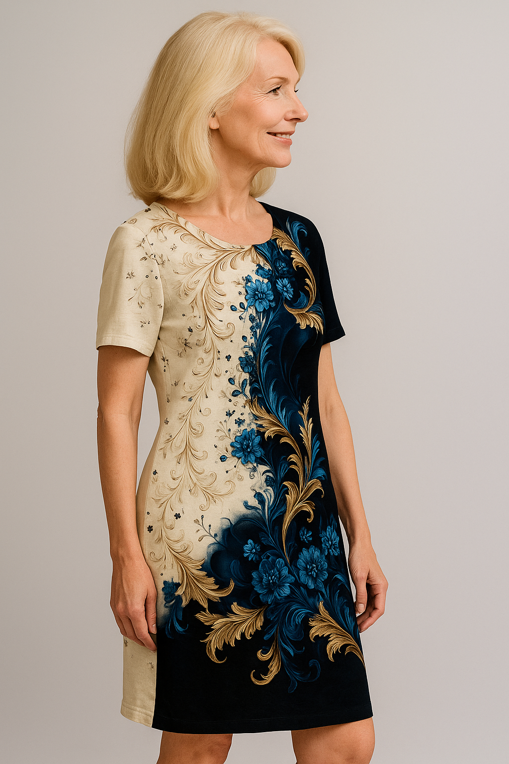 Abito Estivo Donna A-Line Elegante con Maniche Corte e Stampa Floreale - - abito abito estivo abito traspirante corte donna dresses estivo fashion estivo line maniche maniche corte occasioni casual roba da donna stile estivo tessuto leggero versatilità moda vestito A-Line - Concept Palermo