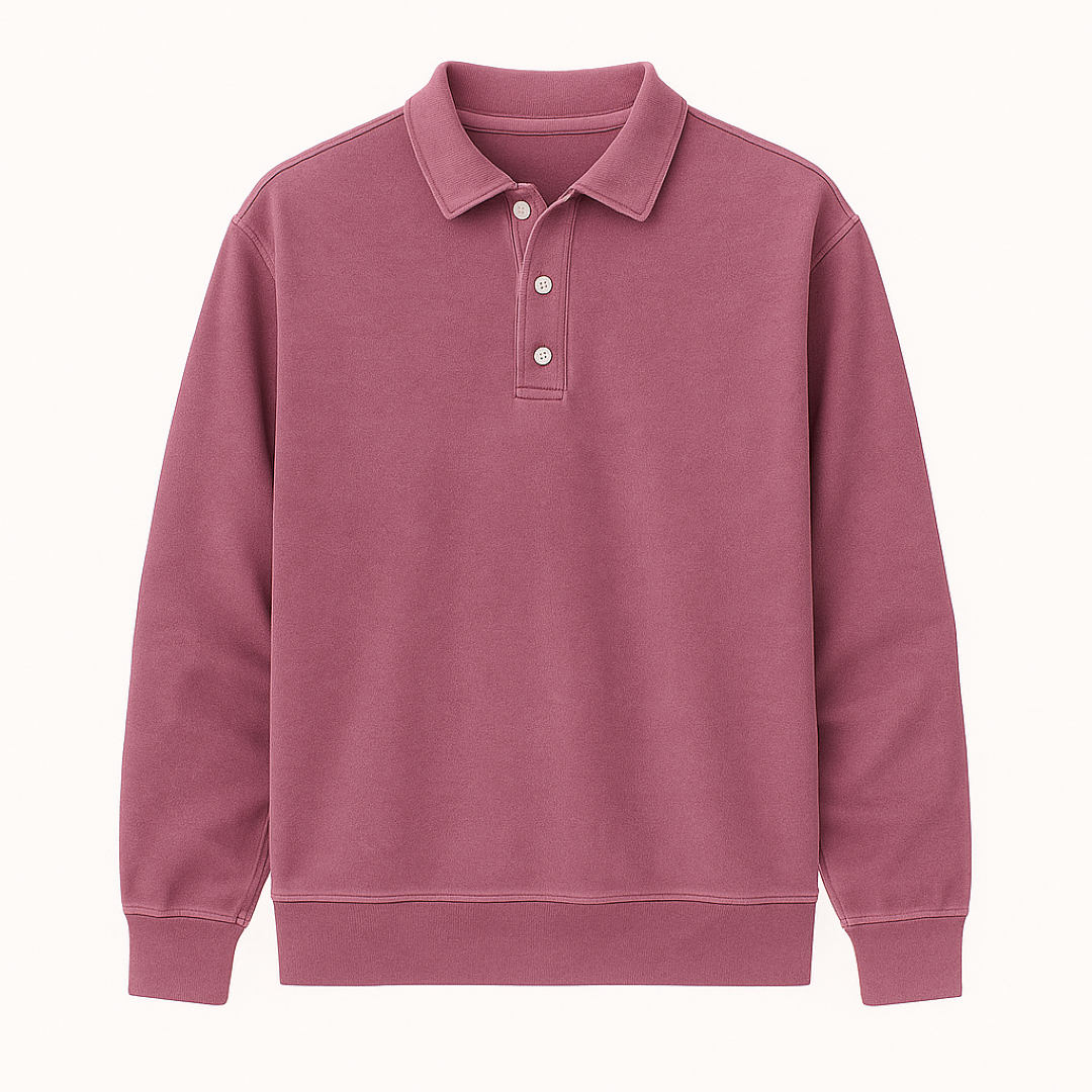 Polo Vintage Lavata a Maniche Lunghe da Uomo in Cotone Morbido - Rosa - lavata lunghe maniche men's polo men's polo shirt men's sweater polo polo maniche vintage - Concept Palermo