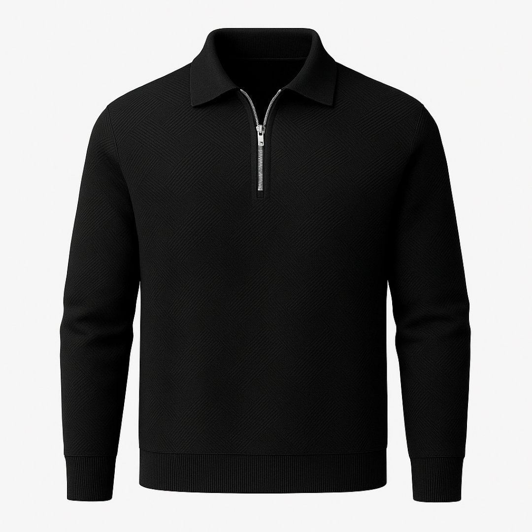 Maglione testurizzato con cerniera a un quarto da uomo - Vestibilità moderna - Nero S - cerniera Heren maglione maglione testurizzato men's sweater moderna quarto testurizzato uomo - Concept Palermo