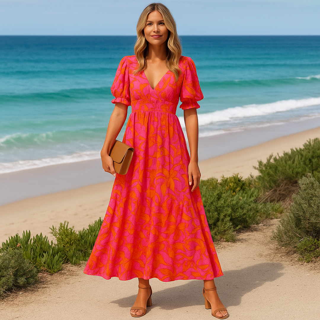 Abito lungo floreale vivace con maniche a sbuffo Donna - - abito abito floreale donna DRESS Dresses female dress floreale maniche Maxi Dresses Mini Dresses sbuffo vivace - Concept Palermo