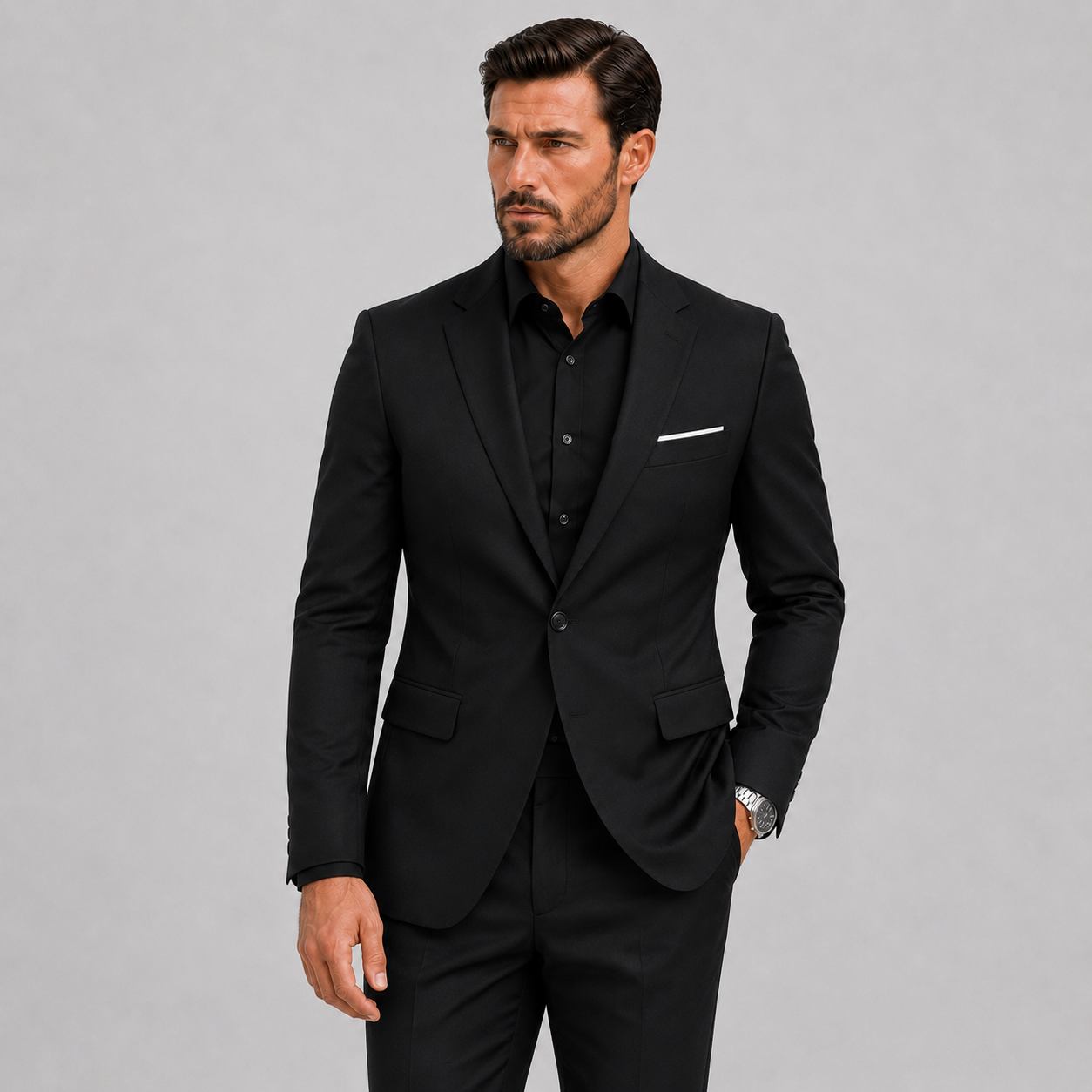 Abito Slim-Fit da Uomo per Matrimoni e Occasioni Formali - - abito uomo avondlook blazer set bruiloft outfit diner outfit elegant enkele knoopsluiting evenement outfit formele kleding heren kostuum heren mode heren pak kantoor stijl lunelle mid-rise taille minimalistisch modern pantalon set slim fit slim fit kostuum slim fit pak stijlvol tijdloos veelzijdig verzorgde snit zakelijke kleding - Concept Palermo