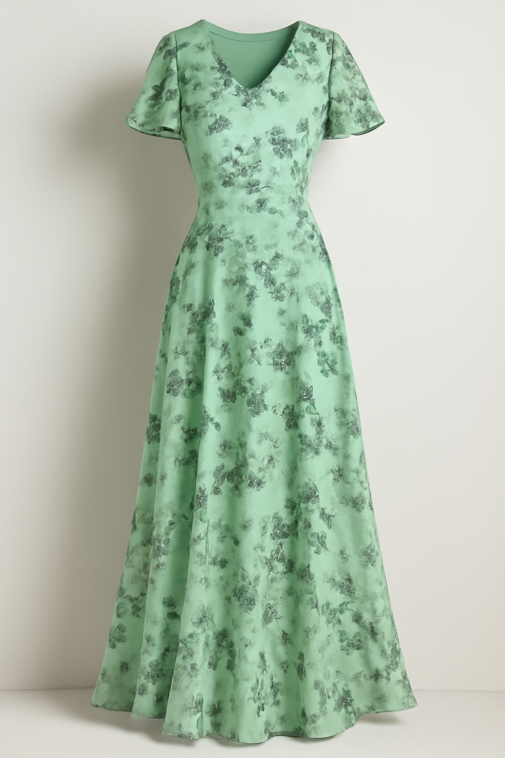 Vestito Midi Floreale Elegante Donna con Copripancia Fluido - Vari Colori, Taglie S-XL - Verde - abito abito coprente casual dresses coprente DRESS Dresses female dress floreale fluida Maxi Dresses midi pancia - Concept Palermo