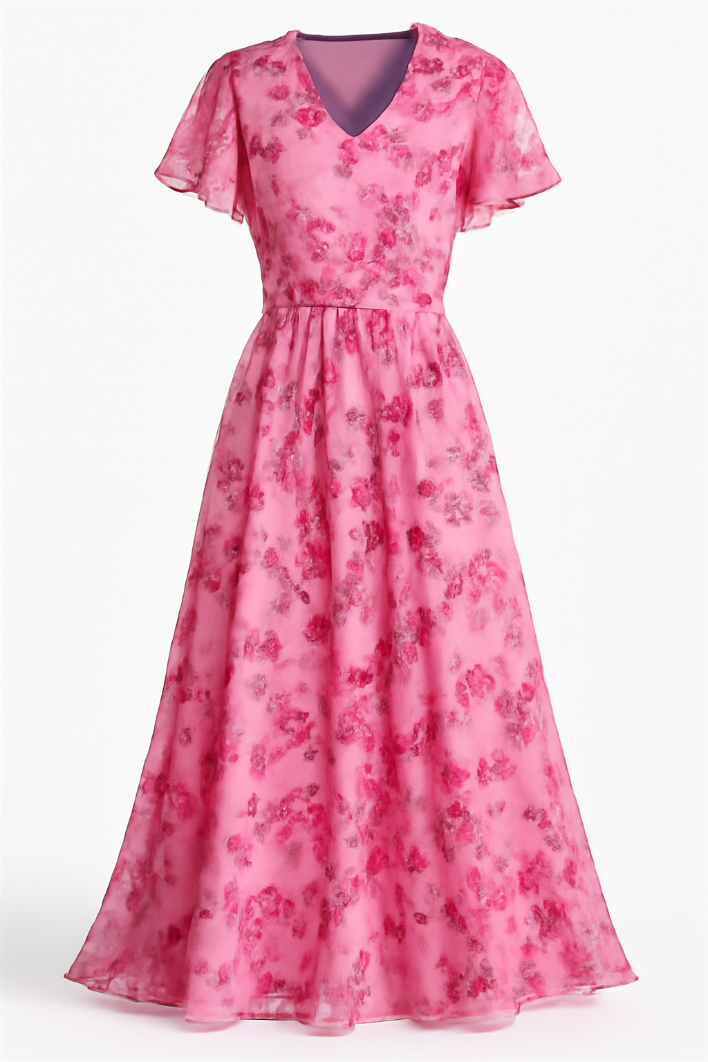 Vestito Midi Floreale Elegante Donna con Copripancia Fluido - Vari Colori, Taglie S-XL - Rosa - abito abito coprente casual dresses coprente DRESS Dresses female dress floreale fluida Maxi Dresses midi pancia - Concept Palermo