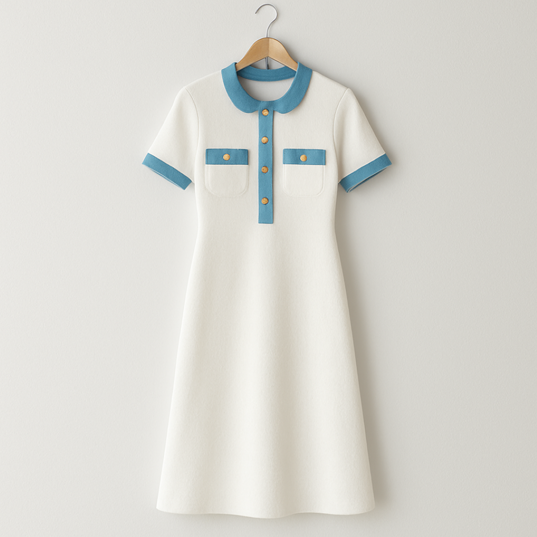 Abito lungo in maglia bianca con finiture in denim Pelle Donna - - abito abito maglia bianca denim donna Dresses female dress finiture maglia Maxi Dresses - Concept Palermo
