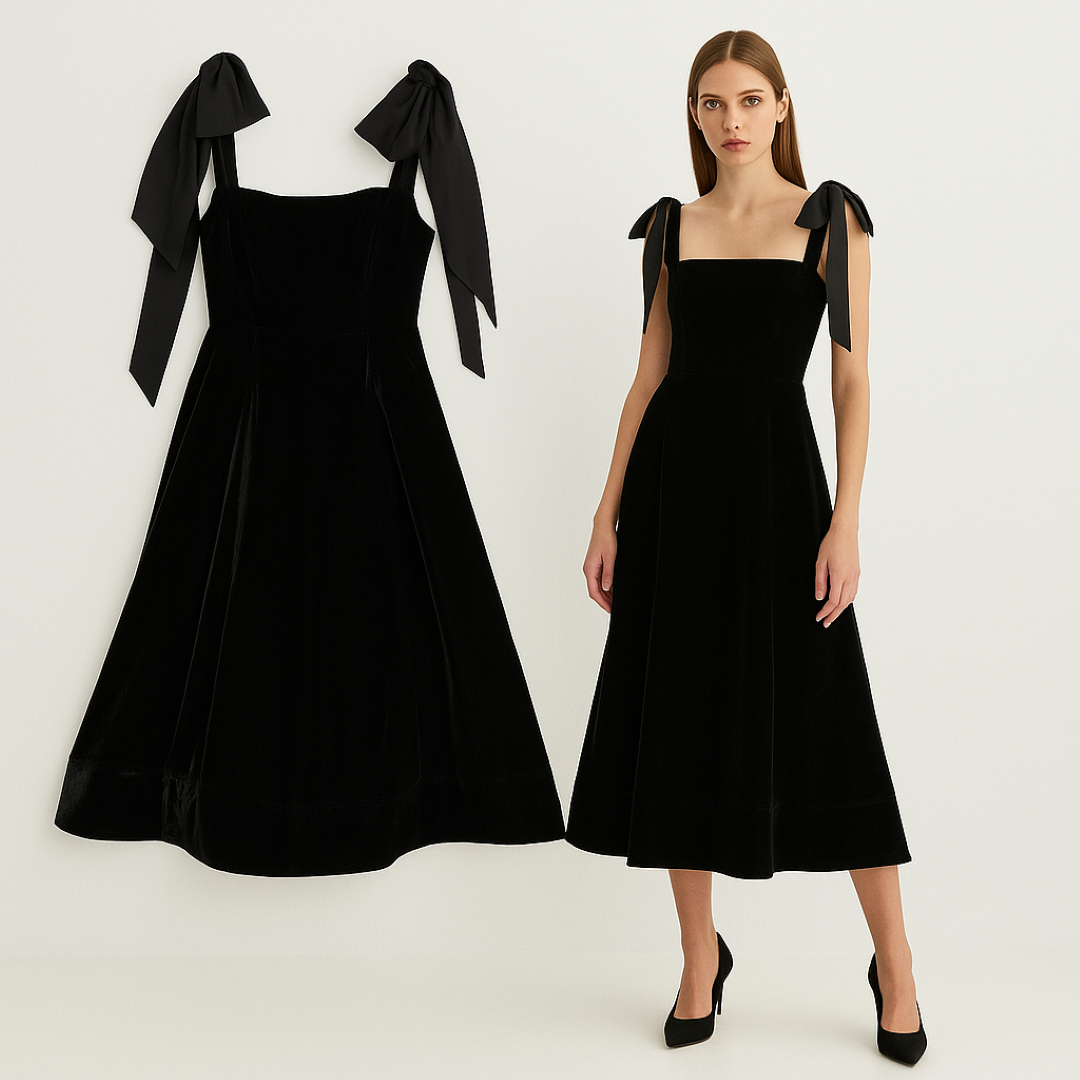 Abito midi con cinturino in velluto e fiocco Pelle Donna - - abito abito midi Best Sellers cinturino Clothing daily Date Outfits donna Dresses fiocco midi Midi Dresses party pelle Summer Wedding - Concept Palermo