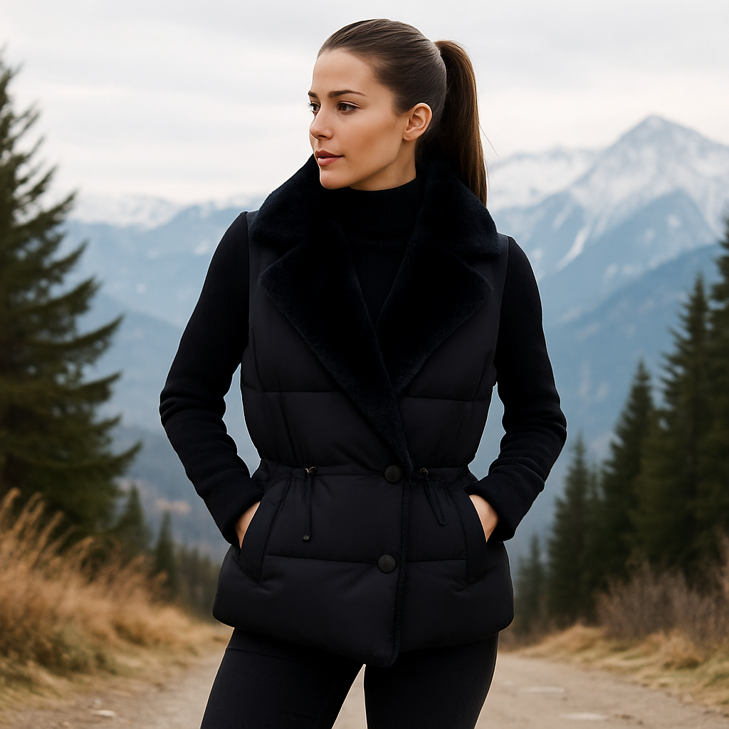Gilet imbottito con collo in pelliccia sintetica – Vita regolabile, freddo Pelle Uomo - - collo freddo gilet gilet imbottito imbottito jacket pelle pelliccia regolabile - Concept Palermo
