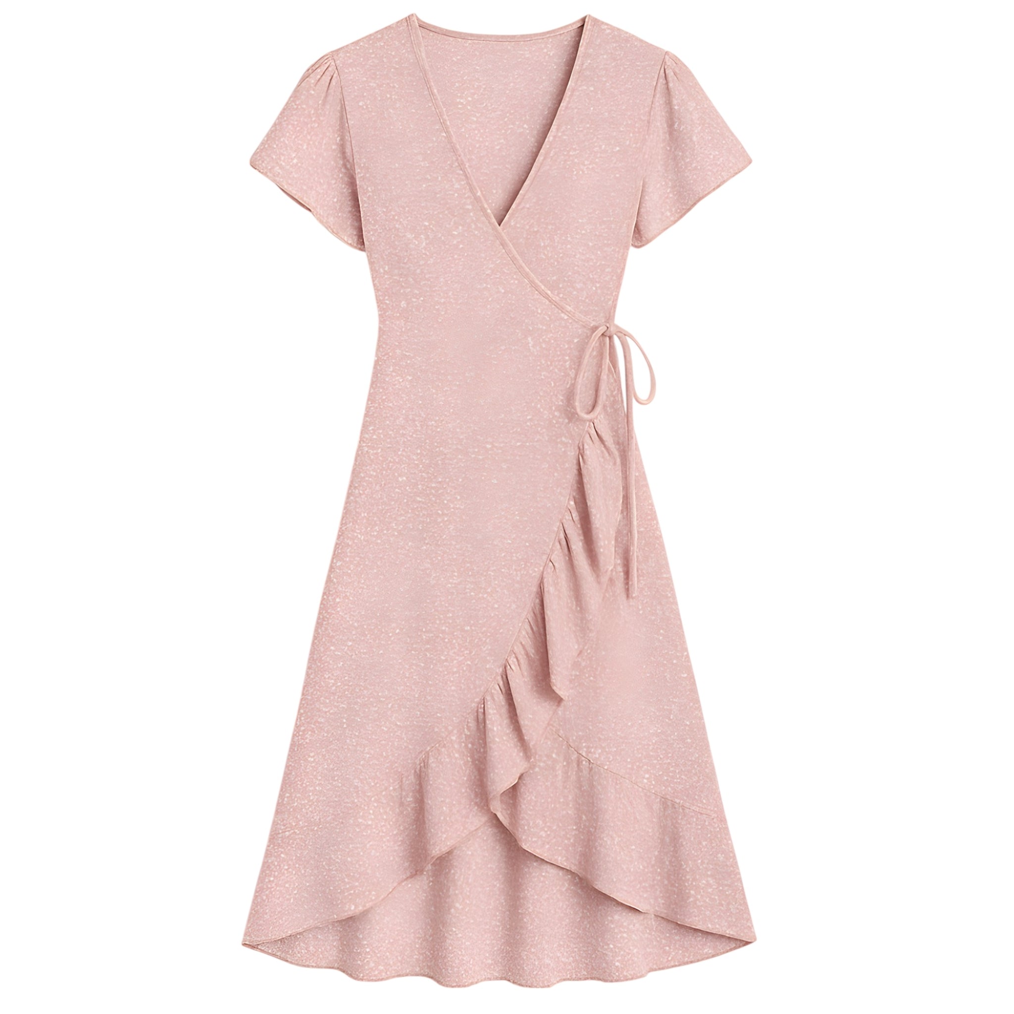 Abito Donna avvolgente con stampa floreale, in pelle sintetica, elegante e versatile - Rosa - abito abito avvolgente avvolgente donna dress dresses floreale pelle stampa - Concept Palermo