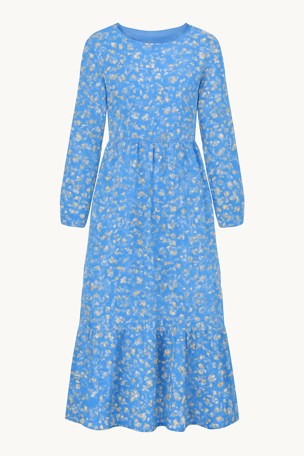 Abito Lungo Floreale Donna in Lino Boho Chic, Maniche Lunghe, Estivo - Floreale blu - abito abito floreale casual dresses DRESS Dresses eleganza female dress floreale lino lunghe maniche Maxi Dresses - Concept Palermo