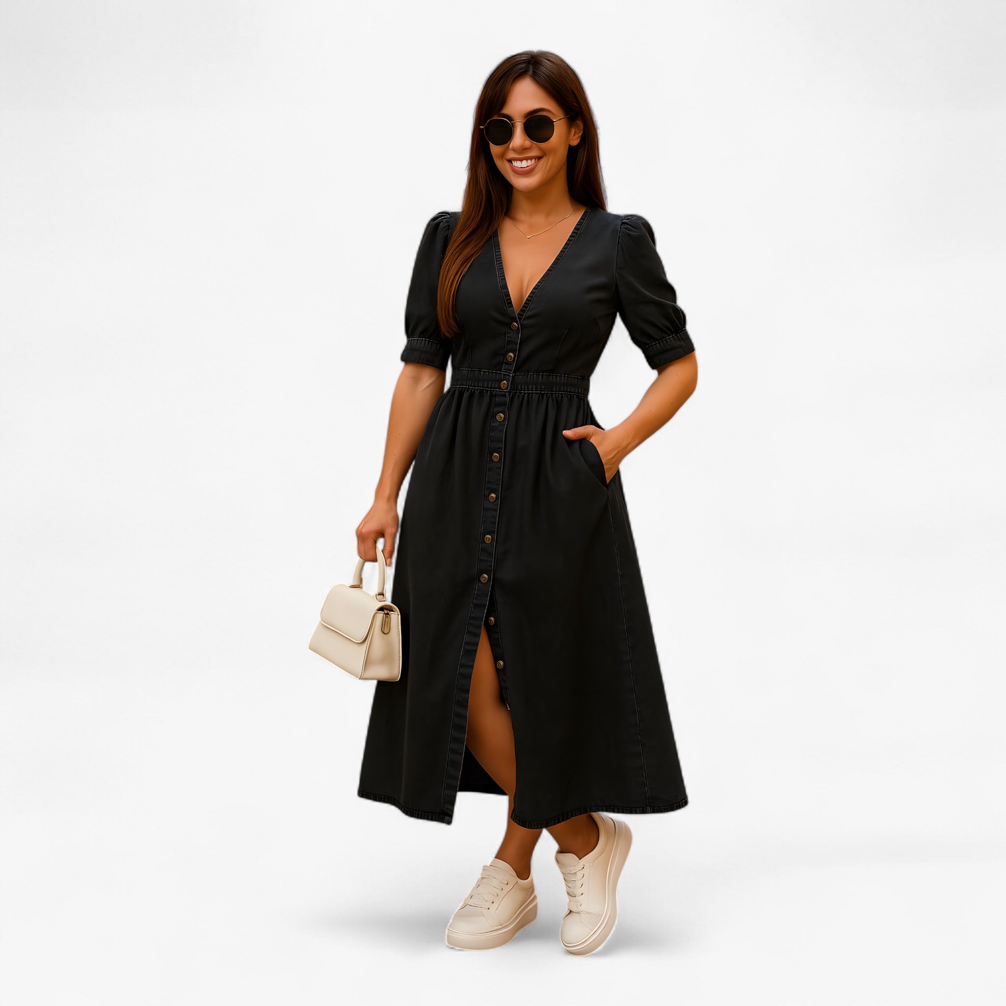 Abito Brillante in Denim Donna - Nero - abito abito brillante brillante denim donna dresses - Concept Palermo