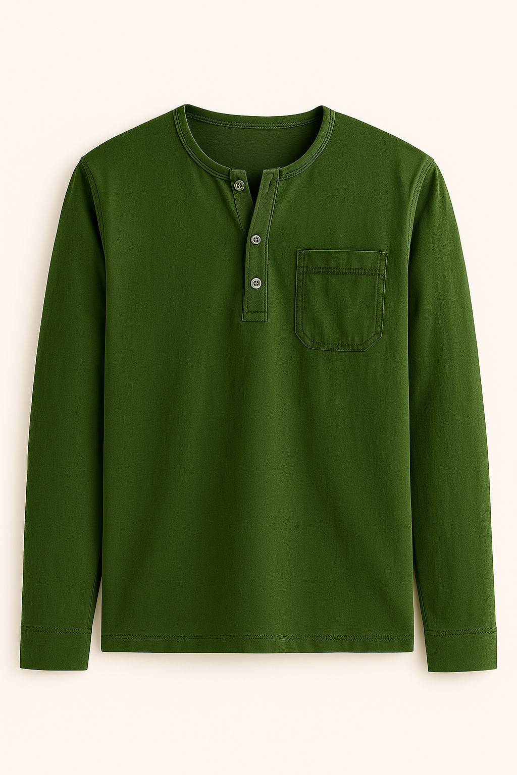 Maglia Henley Uomo a Maniche Lunghe – Stile Casual con Tasche e Colori Versatili - Verde Militare - casual colori henley lunghe maglia maglia henley maniche men's polo men's polo shirt men's top clothes Shirts und Polos - Concept Palermo