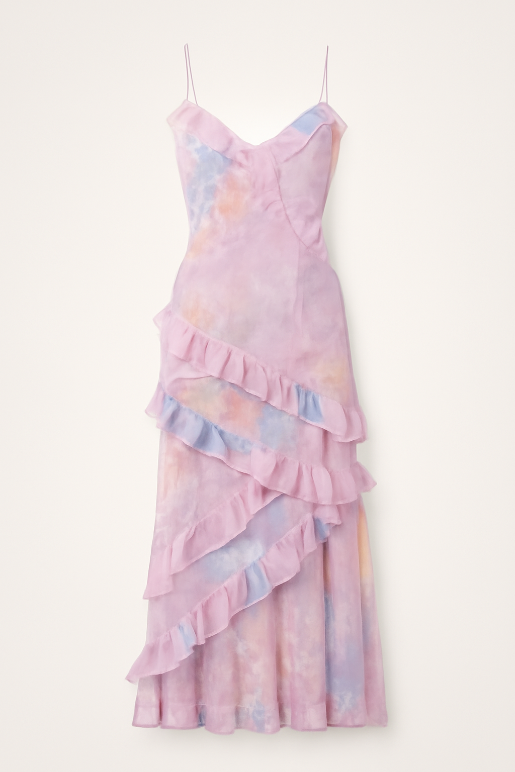Abito lungo con volant floreali – Eleganza morbida e sognante in tonalità pastello Donna - Rosa - abito abito volant donna DRESS Dresses eleganza female dress floreali Maxi Dresses morbida pastello - Concept Palermo