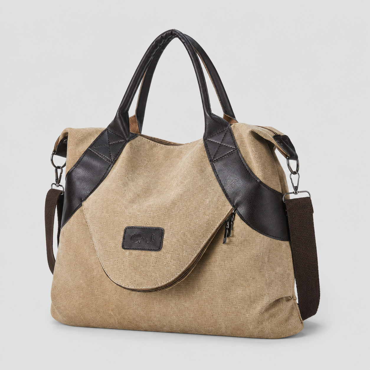 Borsa Shopper Donna Grande in Tela con Tasche, Spaziosa, per Spiaggia e Viaggio - Beige Sabbia Chiaro - Bags borsa borsa tela donna new_for_google_may tasca tela - Concept Palermo