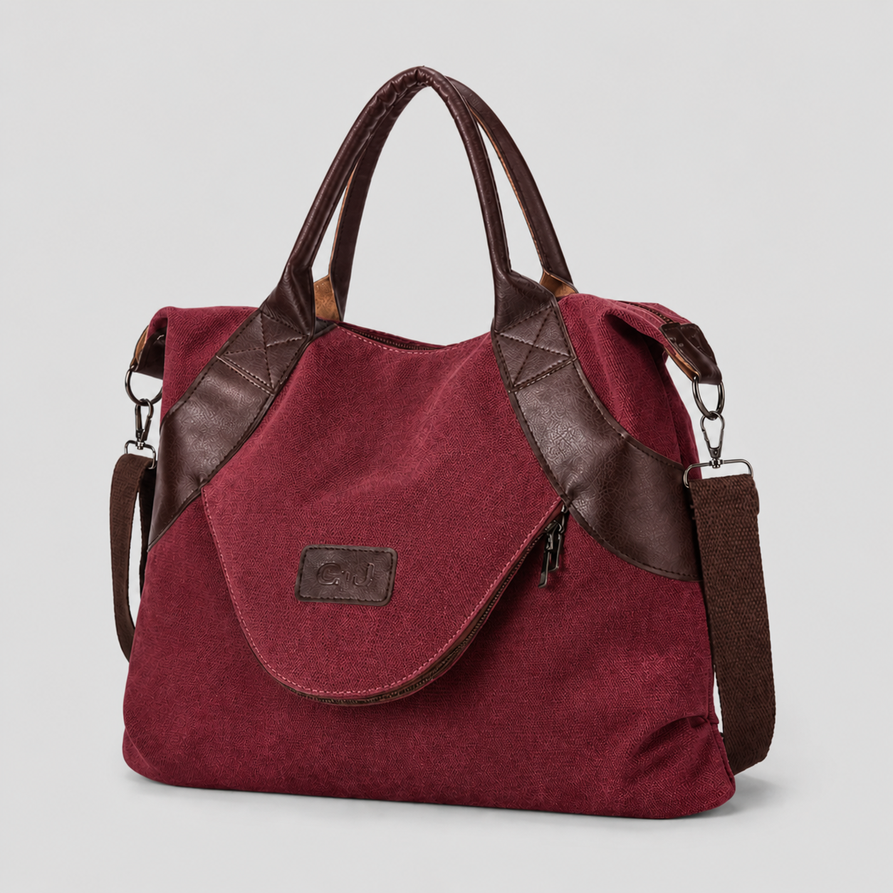 Borsa Shopper Donna Grande in Tela con Tasche, Spaziosa, per Spiaggia e Viaggio - Rosso Bordeaux Intenso - Bags borsa borsa tela donna new_for_google_may tasca tela - Concept Palermo