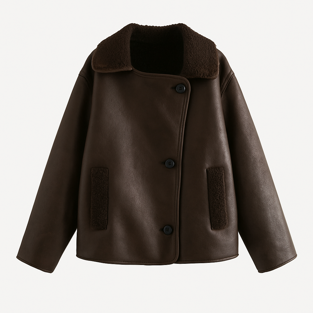 Giacca in ecopelle dal look audace e femminile Pelle - Marrone scuro S - audace coats for women ecopelle female coat femminile giacca giacca ecopelle Jackets & Coats look pelle women's coats & jackets - Concept Palermo