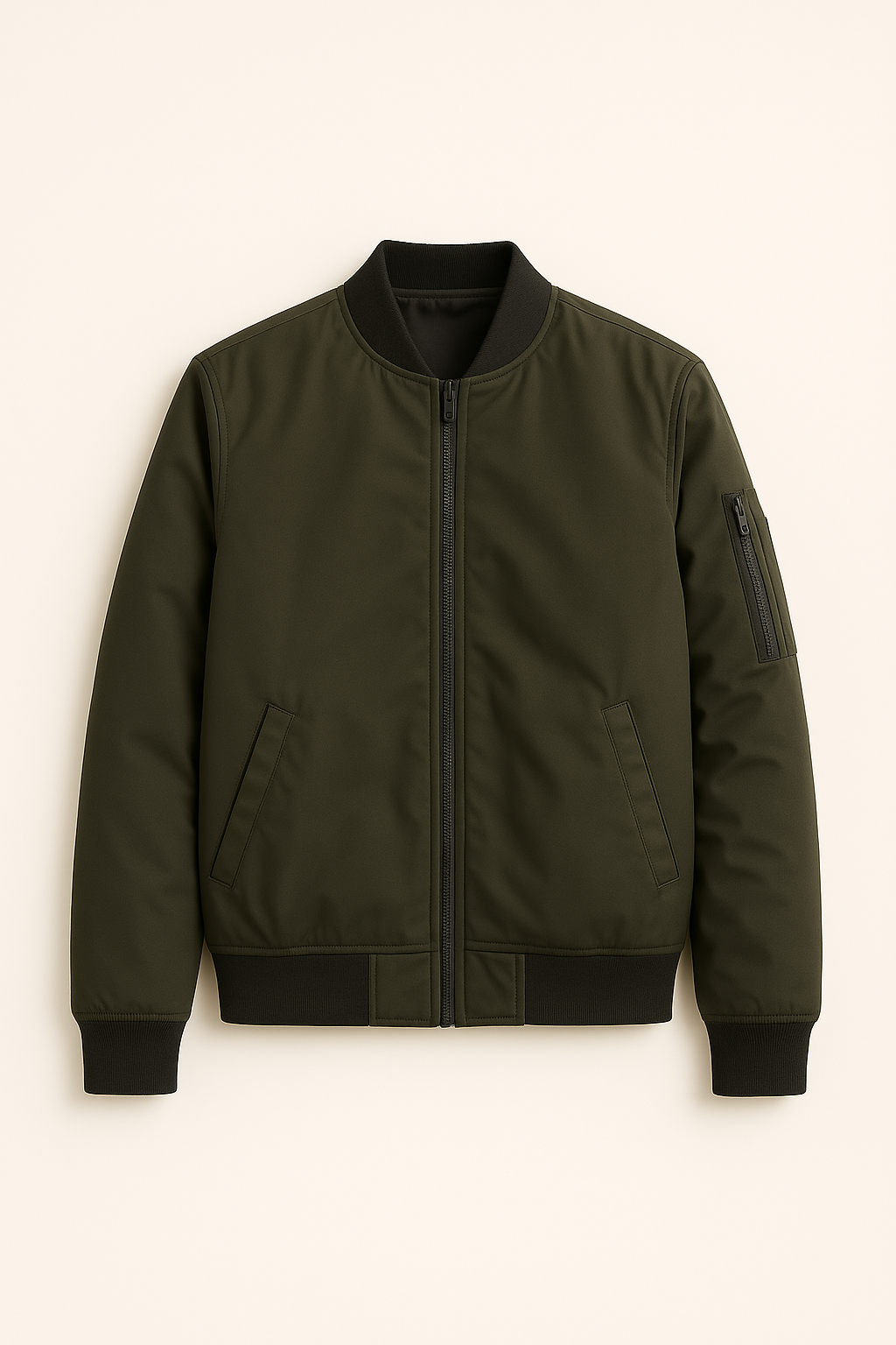 Giacca classica con cerniera - Minimalista. Maschile. Moderna - Verde oliva - cerniera classica giacca giacca classica Jacket jacket for men Jackets maschile men's coats & jackets minimalista moderna Winter jacket men - Concept Palermo