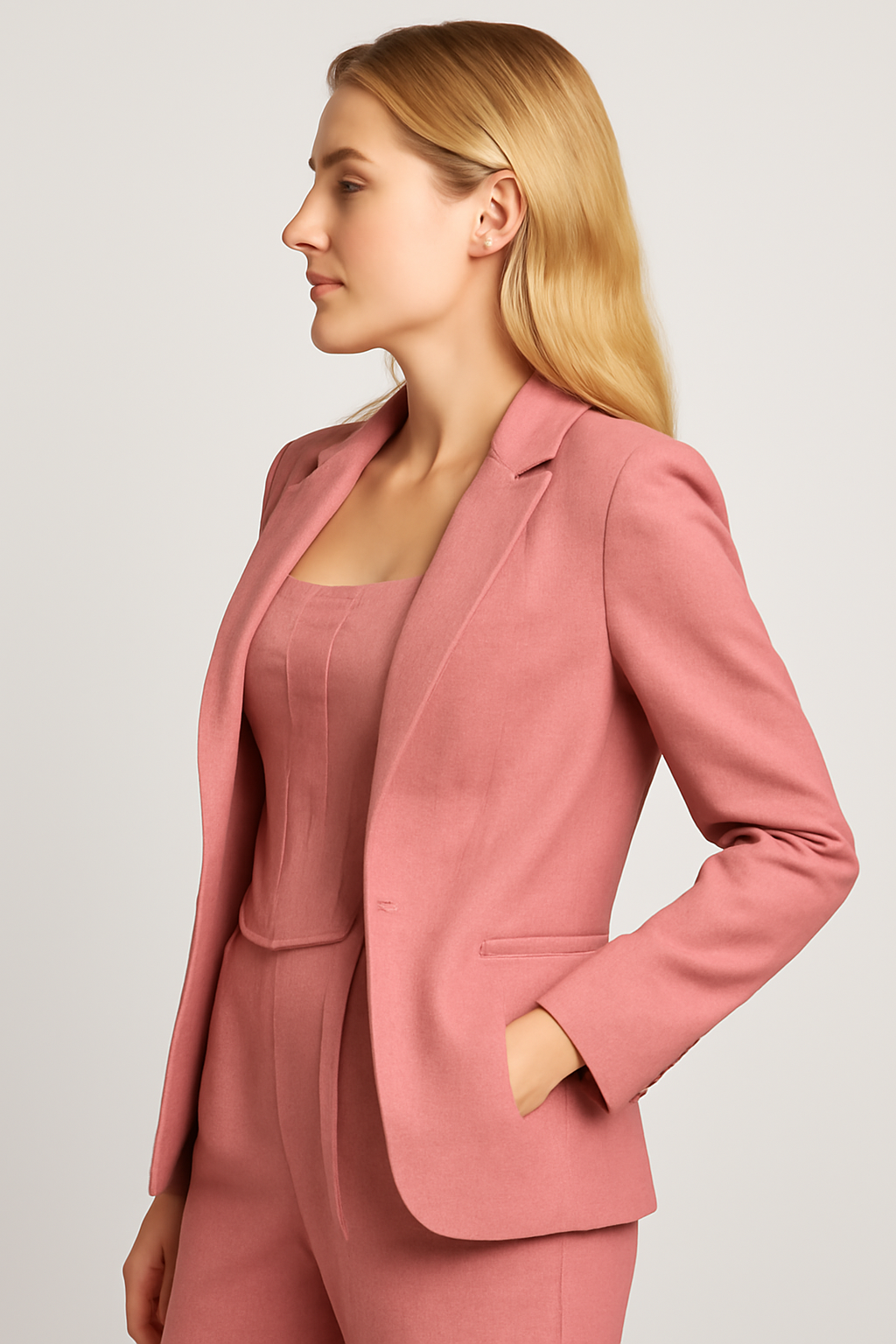 Tuta Elegante Donna a Spina di Pesce su Misura con Blazer Coordinato - - blazer donna jumpsuit misura outfit sets pesce spina suits and pants tuta tuta spina woman - Concept Palermo