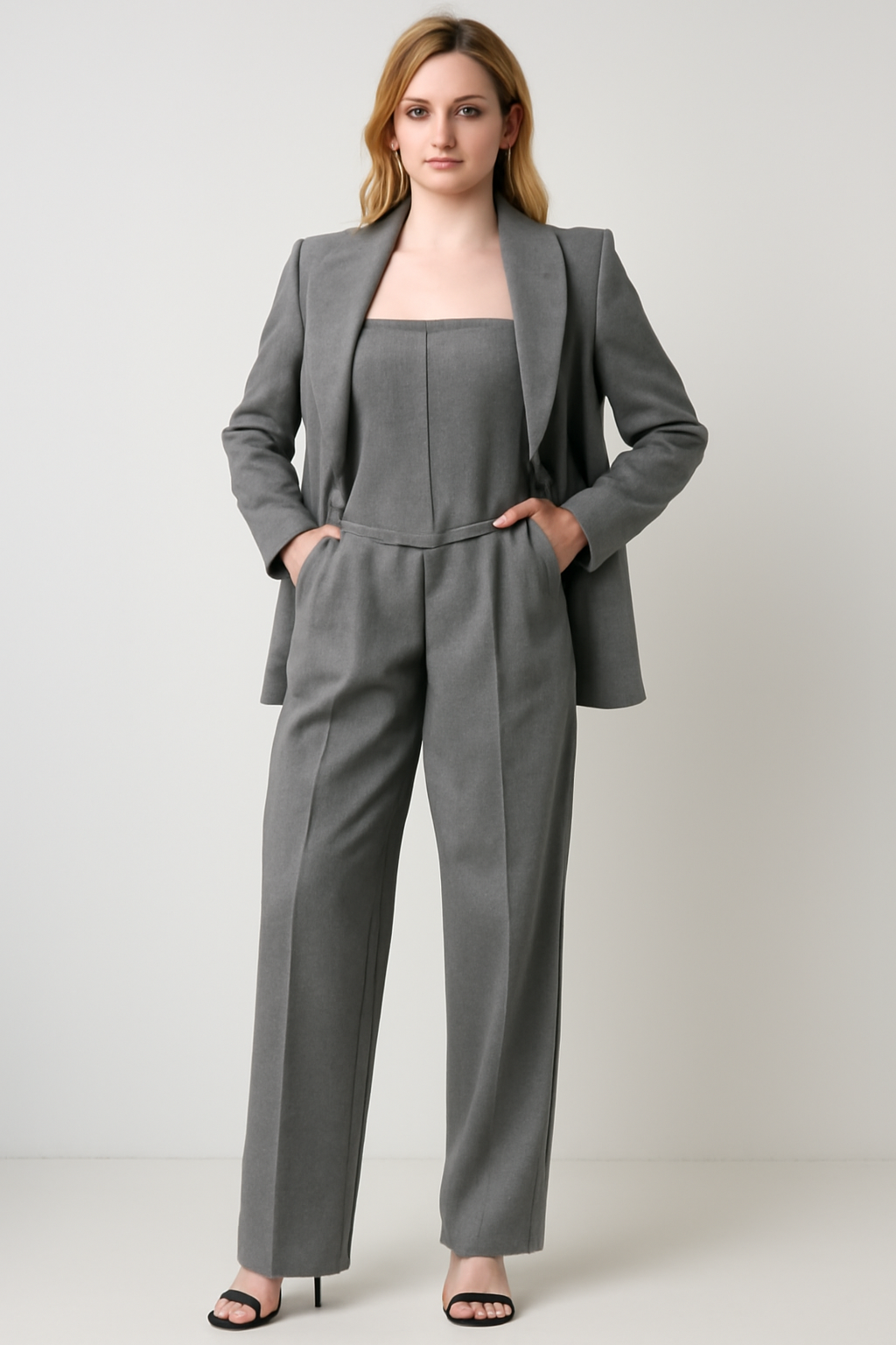 Tuta Elegante Donna a Spina di Pesce su Misura con Blazer Coordinato - - blazer donna jumpsuit misura outfit sets pesce spina suits and pants tuta tuta spina woman - Concept Palermo