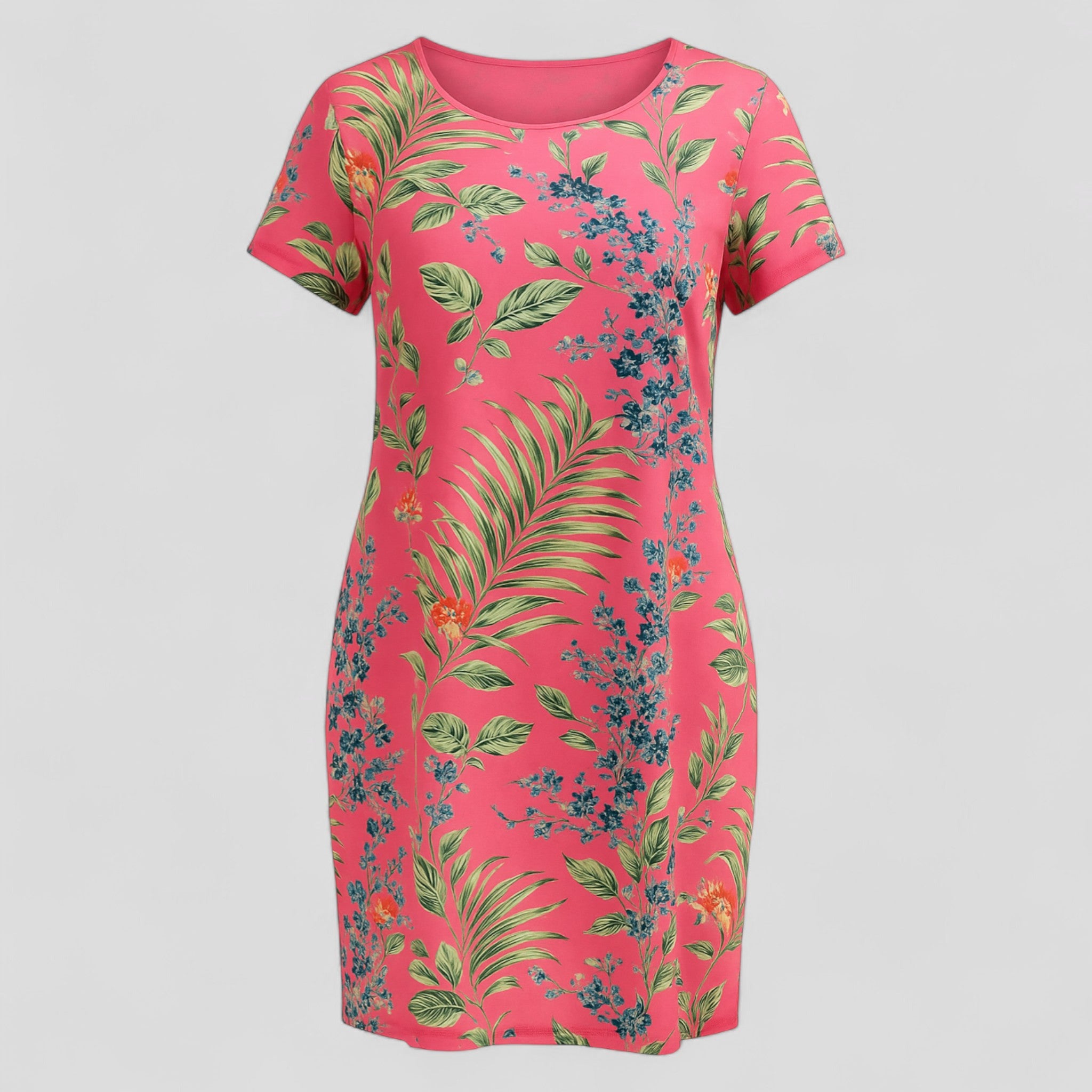 Vestito Estivo Donna Floreale in Cotone Leggero - Abito Casual Elegante Comodo - Rosa - abbigliamento comodo abito abito casual abito con stampa abito donna abito versatile casual donna dresses moda femminile naturale stampa stile informale tessuto traspirante vestibilità ampia vestito estivo - Concept Palermo
