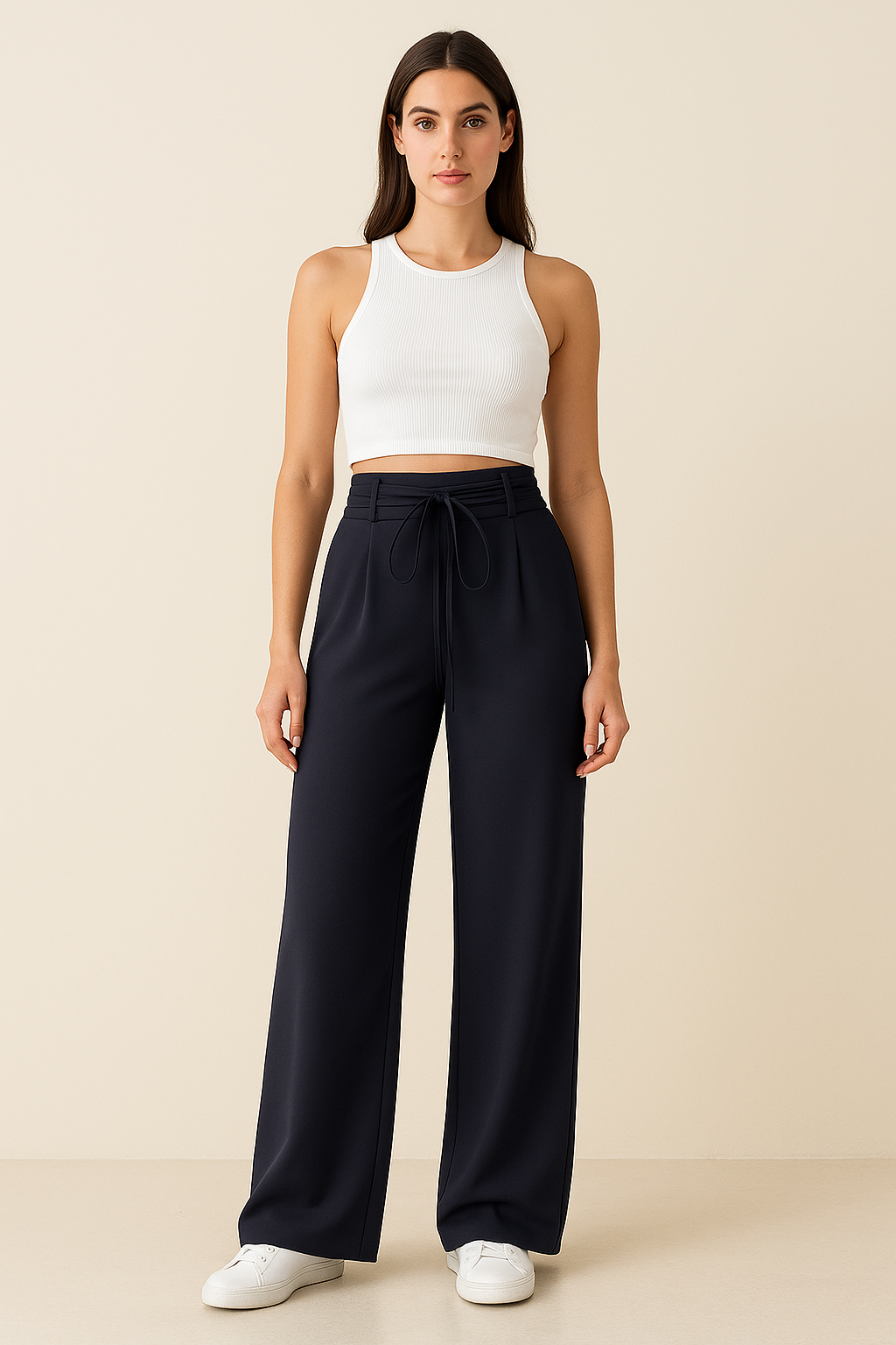 Pantaloni palazzo a vita alta con lacci – Eleganza e comodità - - alta comodità eleganza lacci palazzo pantaloni pantaloni palazzo pants suits and pants - Concept Palermo