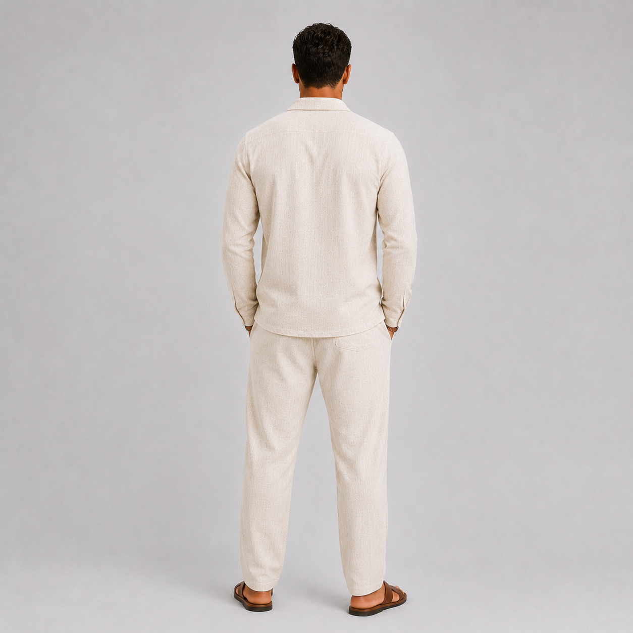 Set di lino da uomo con colletto cubano, stile estivo senza tempo - - ademend broek set casual chic comfortabel completo lino cubaanse kraag dagelijks gebruik heren mode heren overhemd heren set lente zomer lichtgewicht linnen overhemd linnen set linnenset losse pasvorm luchtig minimalistisch overhemd set relaxte pasvorm set uomo smart casual stile estivo strand stijl tijdloos vakantie stijl veelzijdig zomer overhemd zomer set zomers - Concept Palermo