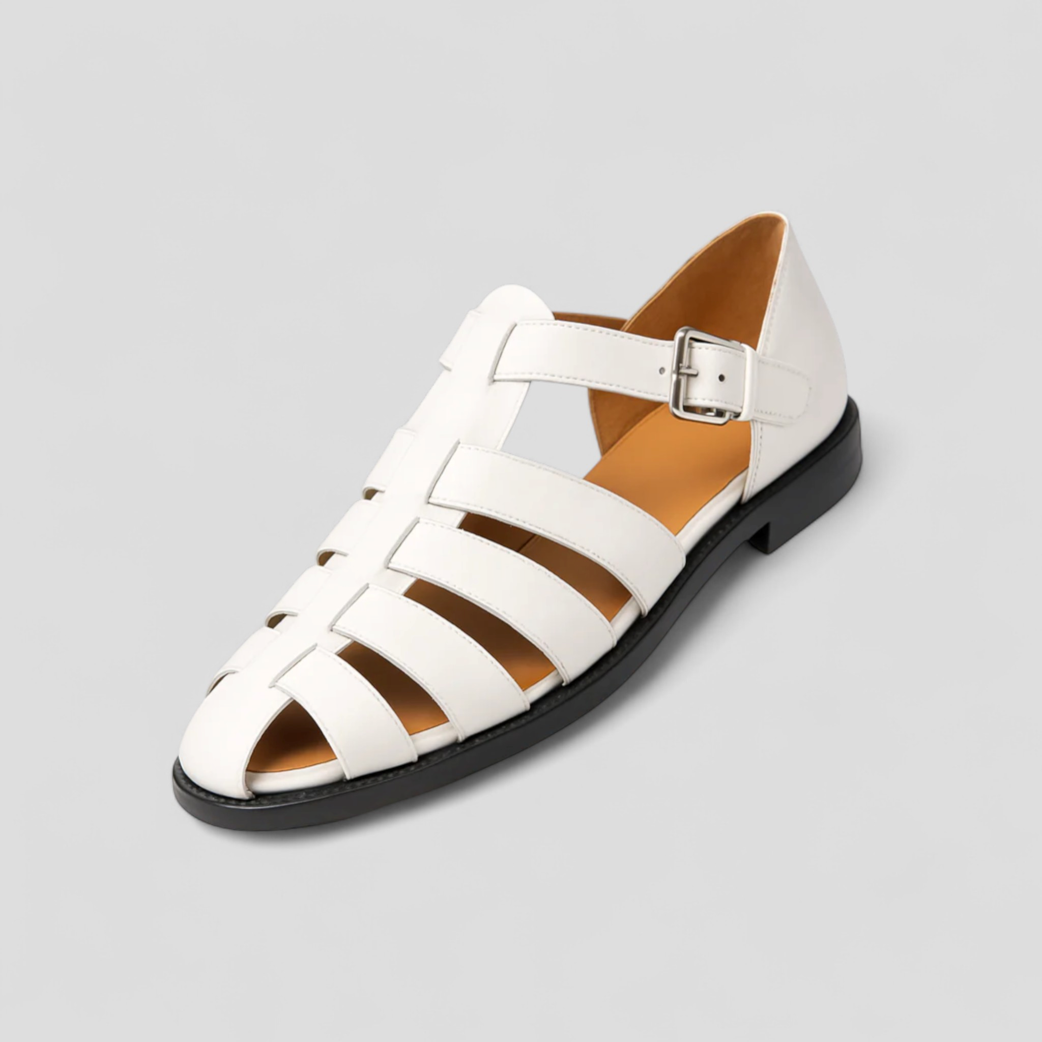 Sandali Uomo Classici Neri in Vera Pelle, Comodi con Fibbia Regolabile e Traspiranti - Bianco - BESTSELLER Bestsellers classici estivi fashion sandals fibbia pelle sandali sandali estivi sandals uomo - Concept Palermo