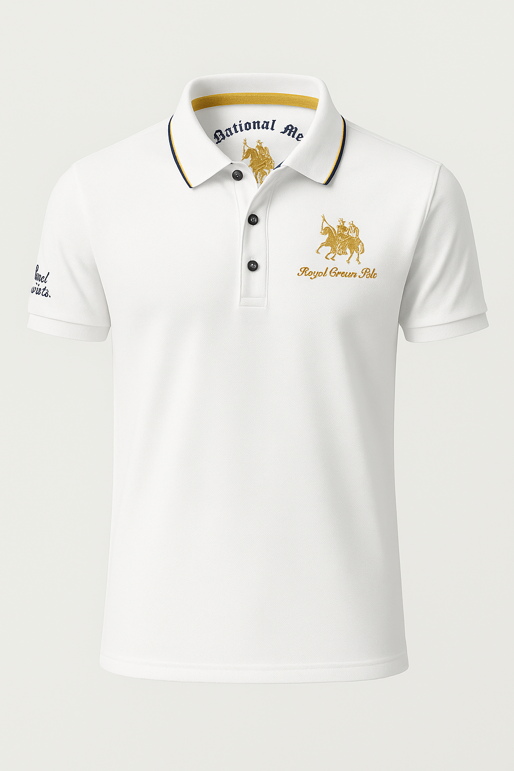 Polo Uomo Ricamata in Cotone Piqué a Contrasto - Vestibilità Regular, Vari Colori - Bianco - contrasto dettagli men's polo men's polo shirt men's top clothes polo polo dettagli ricamati shirts & polos Shirts und Polos uomo - Concept Palermo