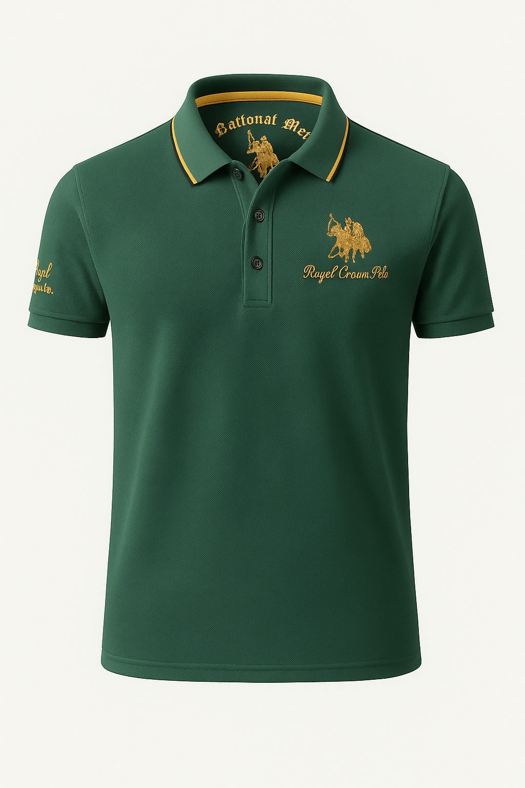 Polo Uomo Ricamata in Cotone Piqué a Contrasto - Vestibilità Regular, Vari Colori - Verde - contrasto dettagli men's polo men's polo shirt men's top clothes polo polo dettagli ricamati shirts & polos Shirts und Polos uomo - Concept Palermo