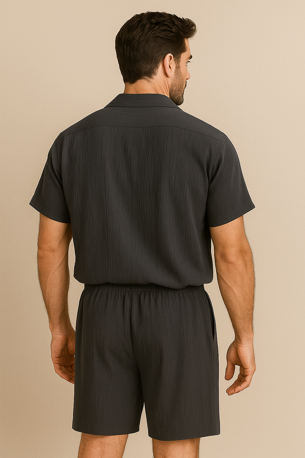 Completo Estivo in Tessuto Rigato con Camicia e Pantaloni Coordinati Pelle Uomo - - camicia completo completo estivo coordinati estivo mansuit outfit sets pantaloni pelle suits suits and pants - Concept Palermo