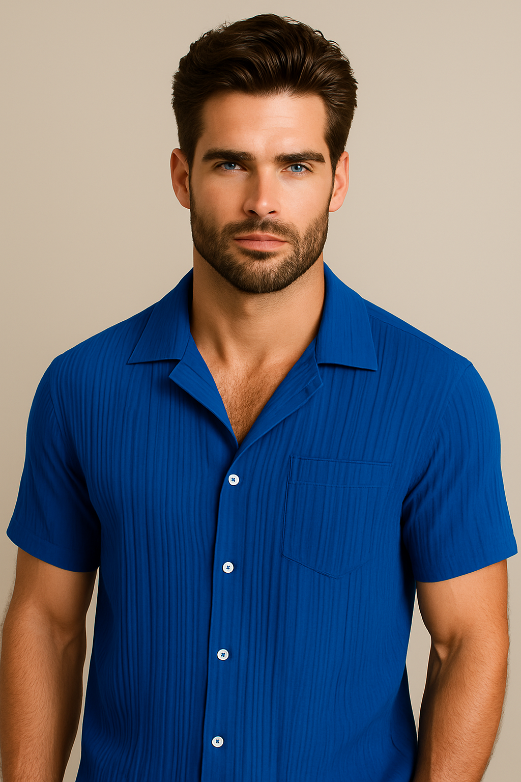 Camicia Estiva a Coste con Colletto Aperto Pelle Uomo - - aperto camicia camicia estiva colletto coste estiva men's polo men's polo shirt men's top clothes pelle polo shirts & polos - Concept Palermo