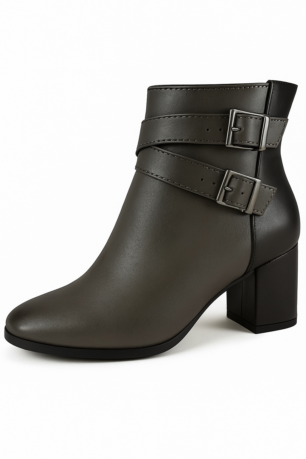 Stivaletti Neri alla Caviglia Donna con Cinturini e Fibbia in Ecopelle - Grigio - alla BOOTS Boots & Shoes caviglia cinturini fibbia Leather Boots shoes stivaletti stivaletti alla - Concept Palermo